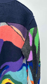 Sacai X Kaws Jacquard Knit Cardigan