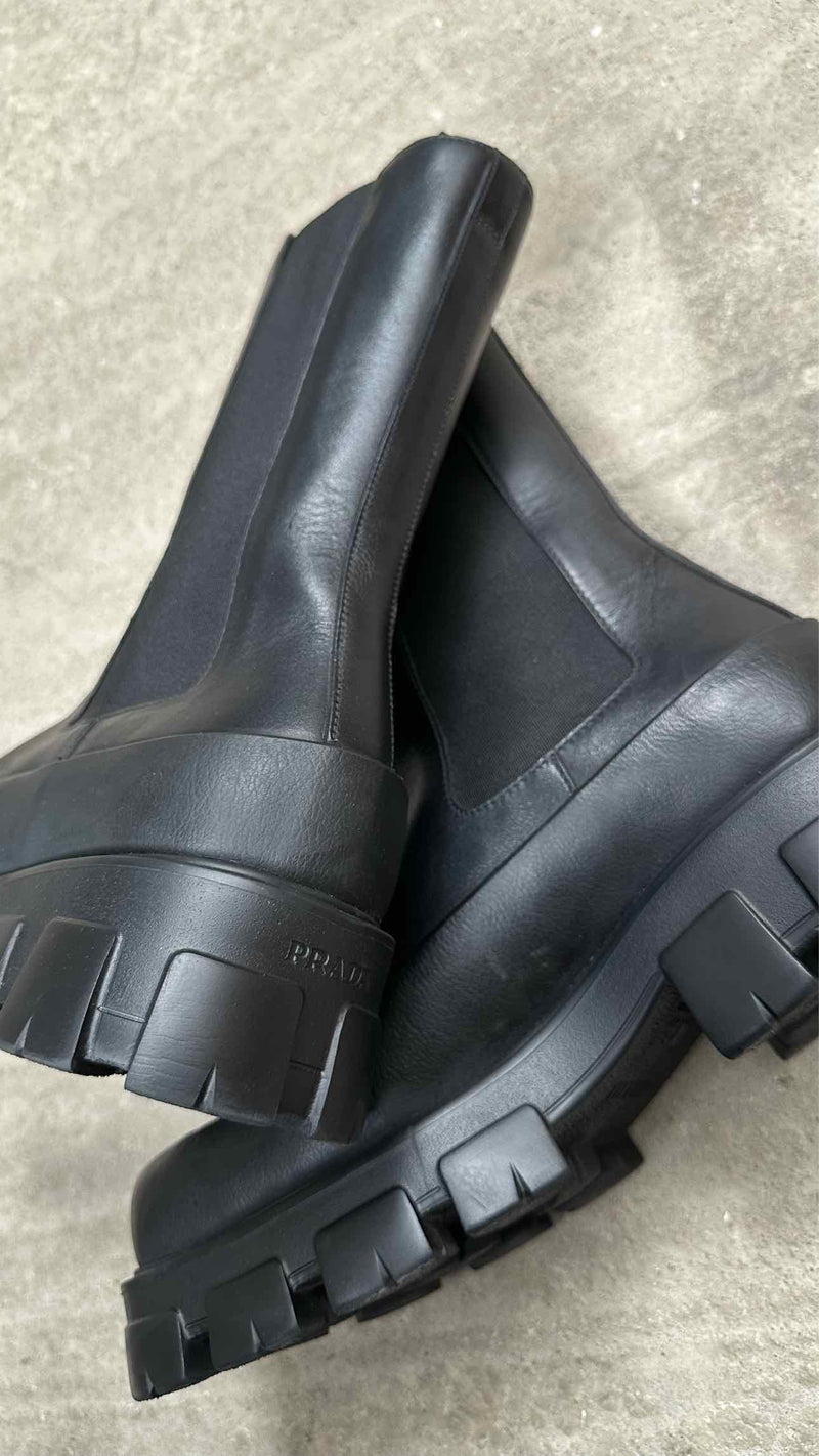 Prada Square-Toe Chelsea Boots