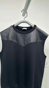 Saint Laurent N/S Leather-hybrid Sweater Top