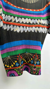 Pleats Please Firework Tribal Print Pleated Top