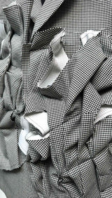 Comme Des Garcons Houndsthooth Ruffle-detailed Blazer Jacket