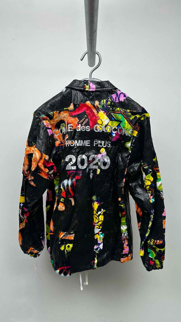 Comme Des Garcons Homme Plus Faux-leather Velvet Hybrid Printed Coach Jacket