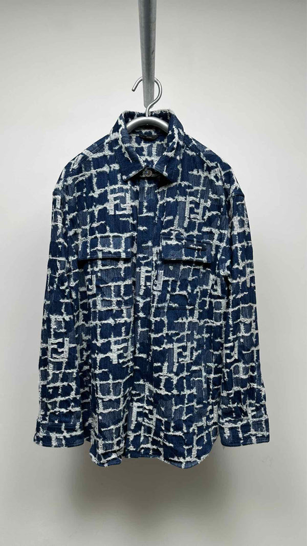 Fendi Distressed Logo Denim Jacket