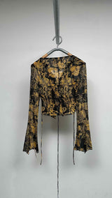 KNWLS L/S Botanical Sheer Tie-up Blouse