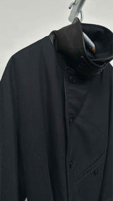 Y's BANG ON Leather Trim Oversized Bottom Side-zip Trench Coat