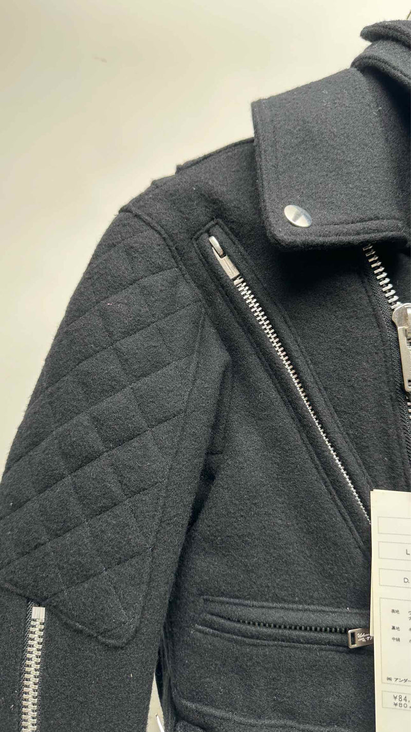 Undercover Cropped Padded  Layered-wool Biker Jacket