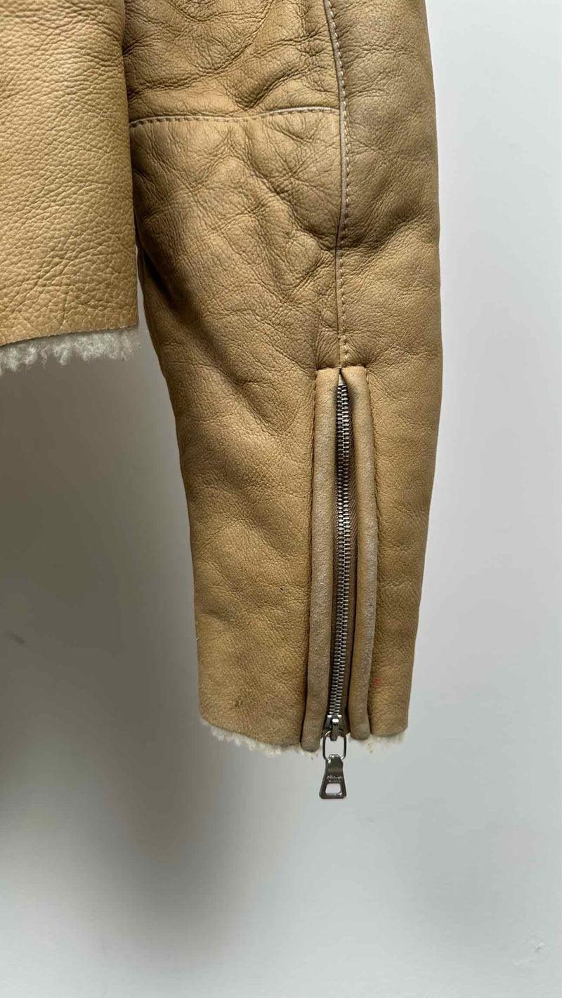 PRADA Hooded Shearling Leather Jacket