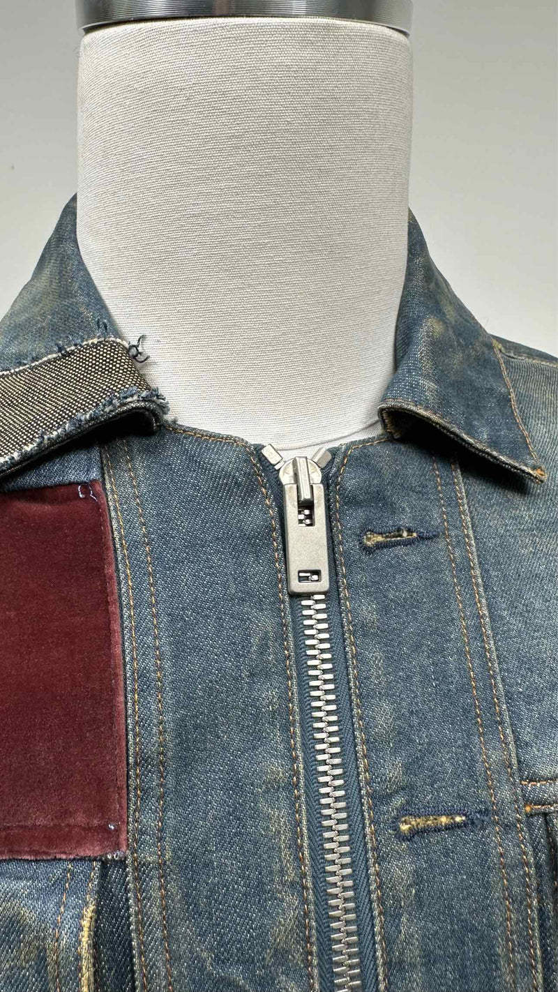 Margiela Zip-up Patched Denim Jacket