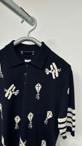 Thom Browne S/S Sky Icons Intarsia Knit Polo Shirt