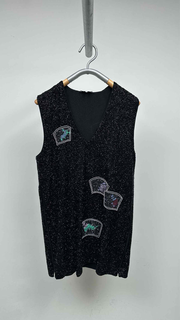 Ganni N/S V-neck Side-zip Layered Beaded Mini Dress