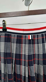 Thom Browne Hairline Plaid Pleated Midi Skirt