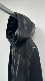 Burberry Zip-up Hooded Leather Jacket