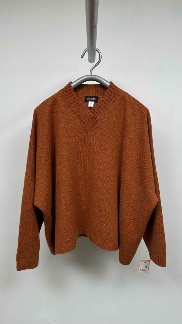Eskander Oversized Wide V-neck Cashmere Sweater