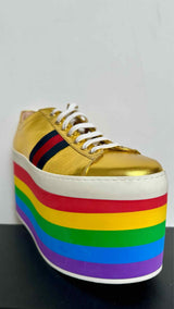 Gucci Peggy Rainbow Platform Sneakers