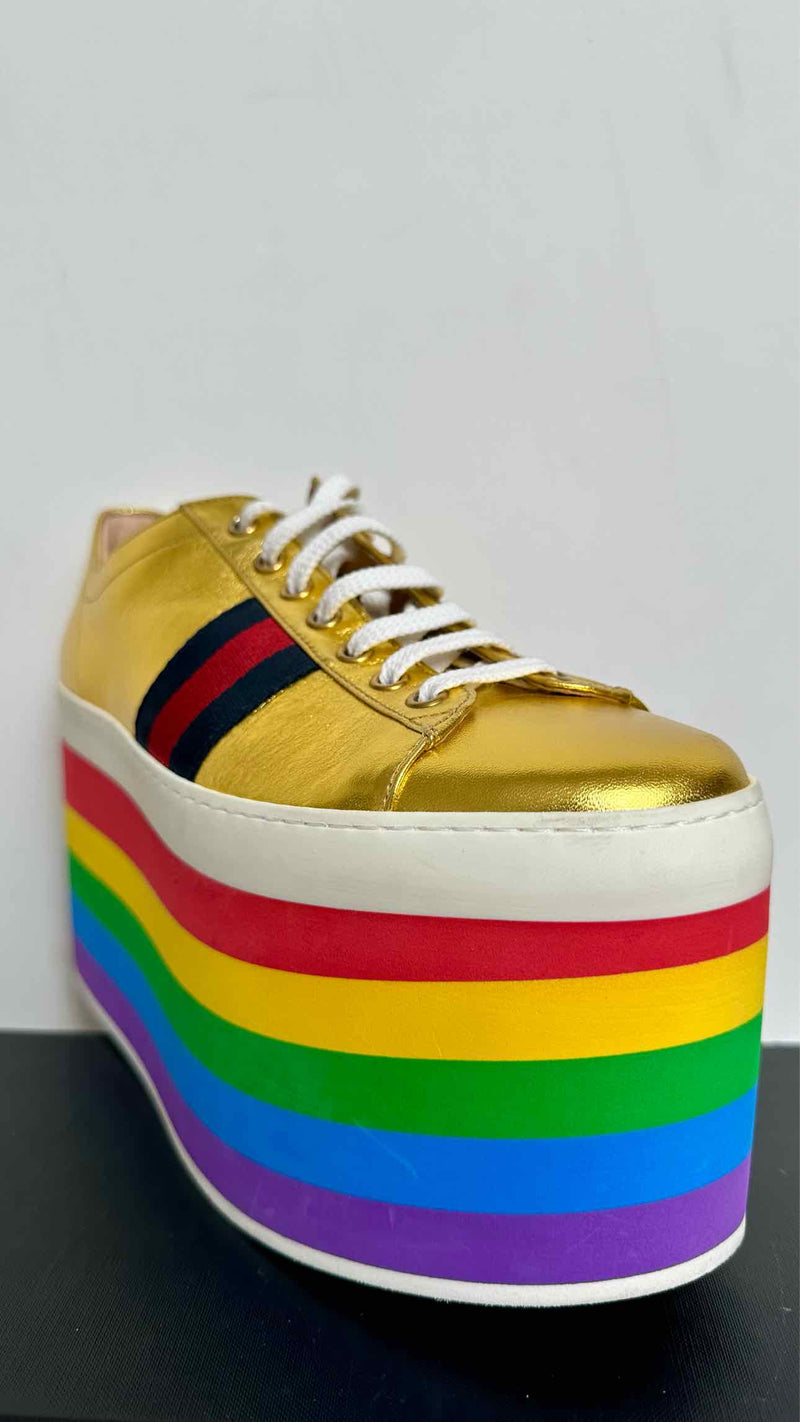 Gucci Peggy Rainbow Platform Sneakers