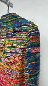 Christian Lacroix Snakeskin-trim Rainbow Tweed Coat