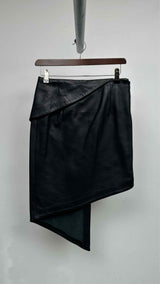 Vetements Asymmetrical Wrap Detailed Leather Skirt