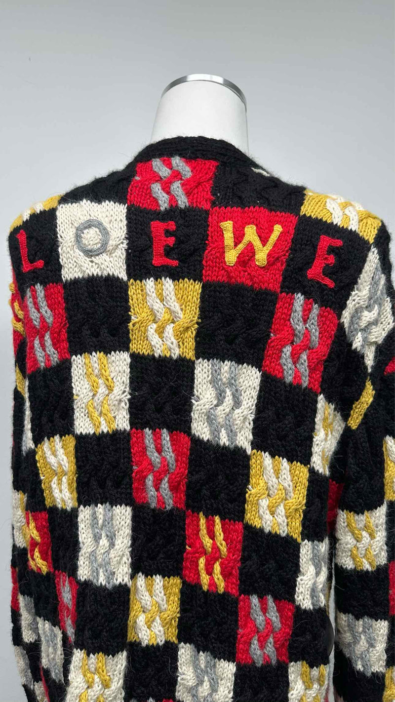 LOEWE Patchwork Cable-knit Cardigan