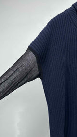 Margiela Long-mesh Sleeve High-neck Rib Knit  Dress