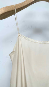 PRADA N/S Lace-trim Silk Slit Dress