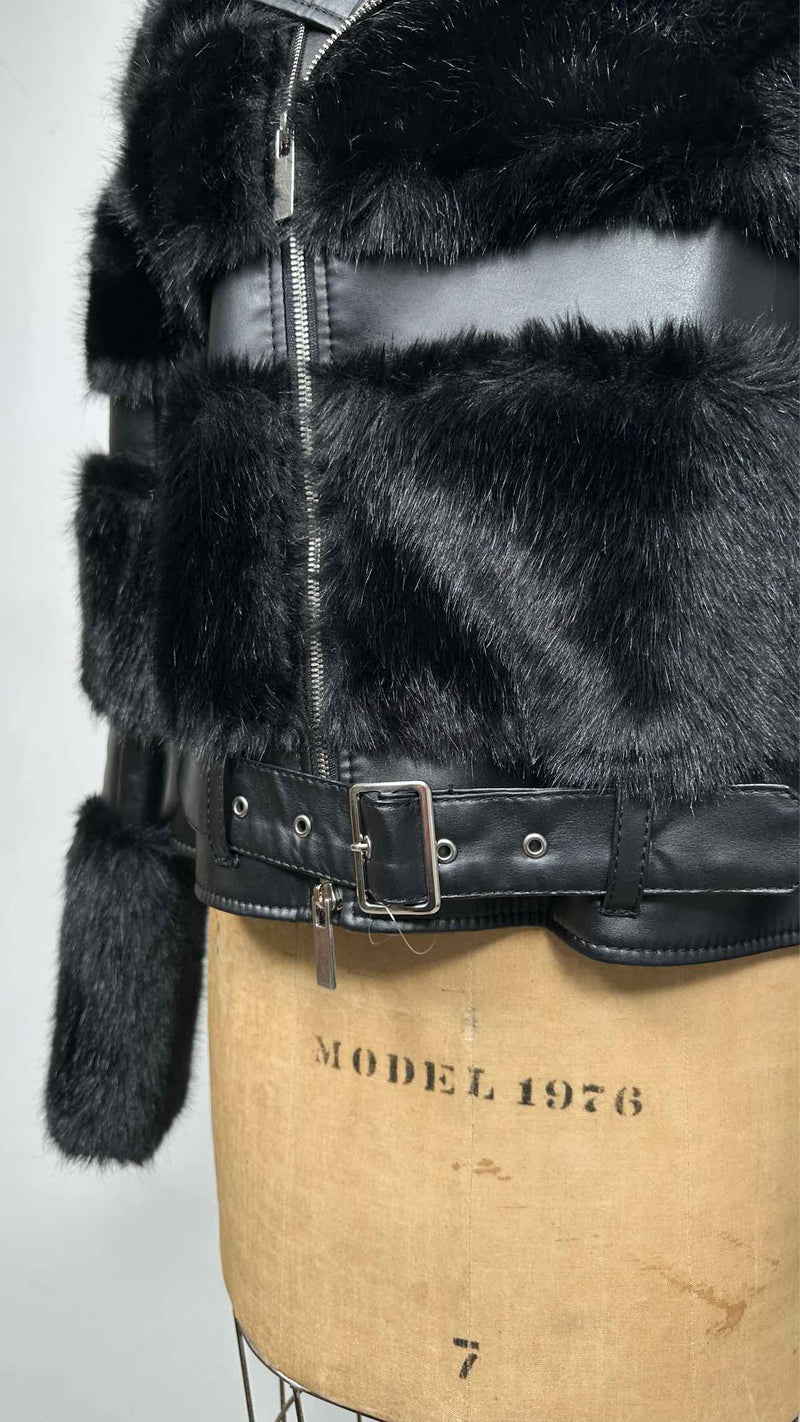 Noir Kei Ninomiya Faux-fur Riders Jacket