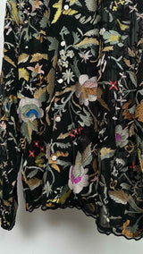 Bode Heirloom Floral-Embroidered Sheer Silk Shirt