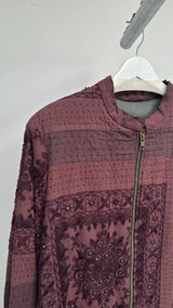 By Walid Sashiko Crochet Textured Padded Jacket