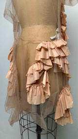 Roberts Wood S/S Hand-wrinkled Mesh Ruffle T-shirt Dress