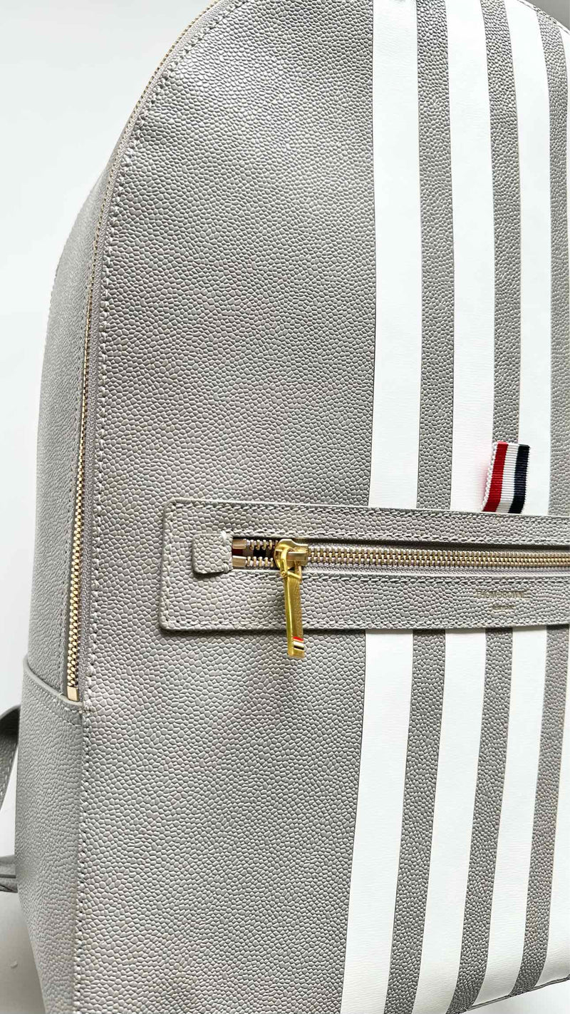 Thom Browne White Contrast Leather Backpack