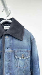 Balenciaga Raw-edge Layered Denim-hybrid Jacket