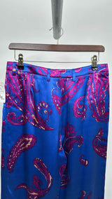 Saint Laurent Paisley Print Tapered Satin Pants