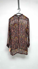 Dries Van Noten Collarless Embroidered Sheer Press Shirt
