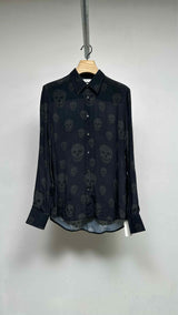 Alexander McQueen Skull Printed Sheer Satin Shirt