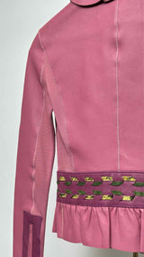 Dsquared2 Ruffle-detailed Bow-embroidered Leather Jacket