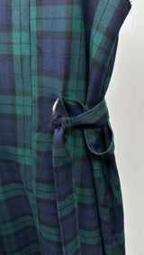 Sawa Takai N/S Pleats Layered Belted Check Belted Dress