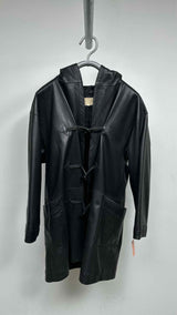 Courreges Leather Duffle Hooded Coat