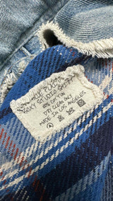 Greg Lauren Plaid Denim Boxy Studio Shirt