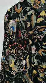 Bode Heirloom Floral-Embroidered Sheer Silk Shirt