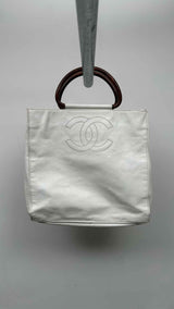 Chanel CC Caviar Wood Tote Bag