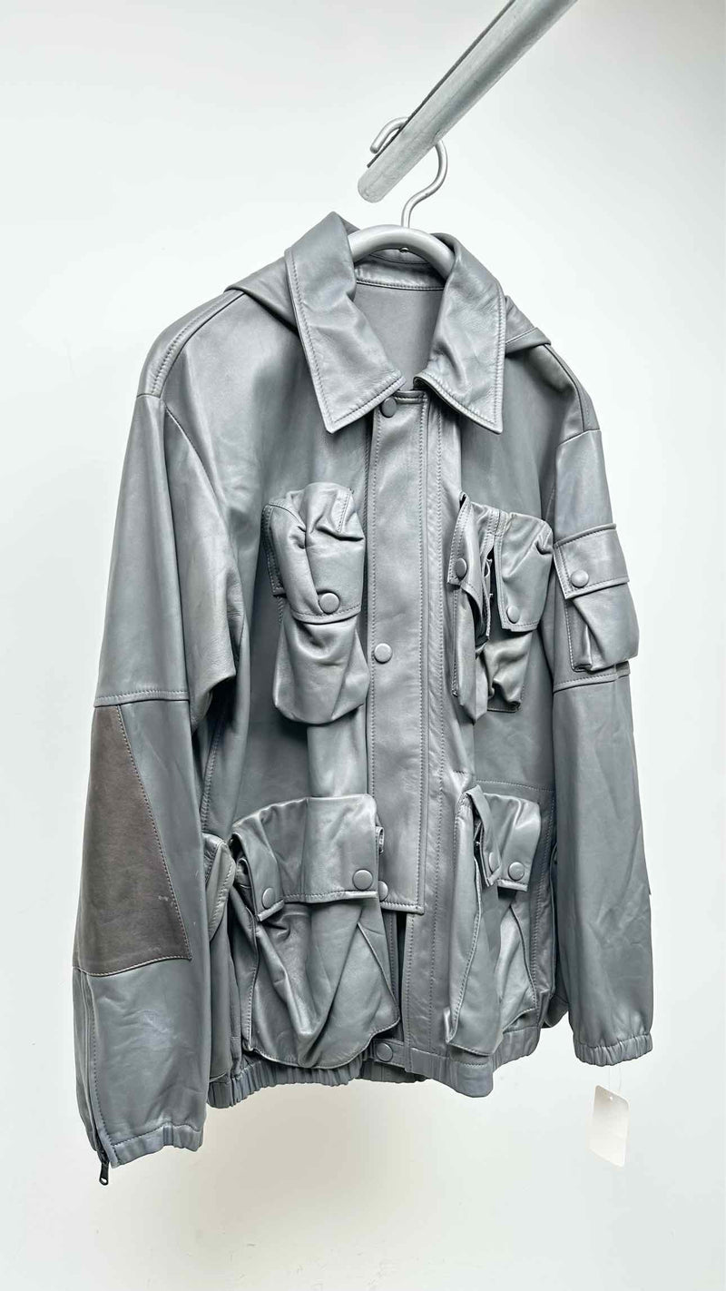 Off-White Leather Bomber Jacket