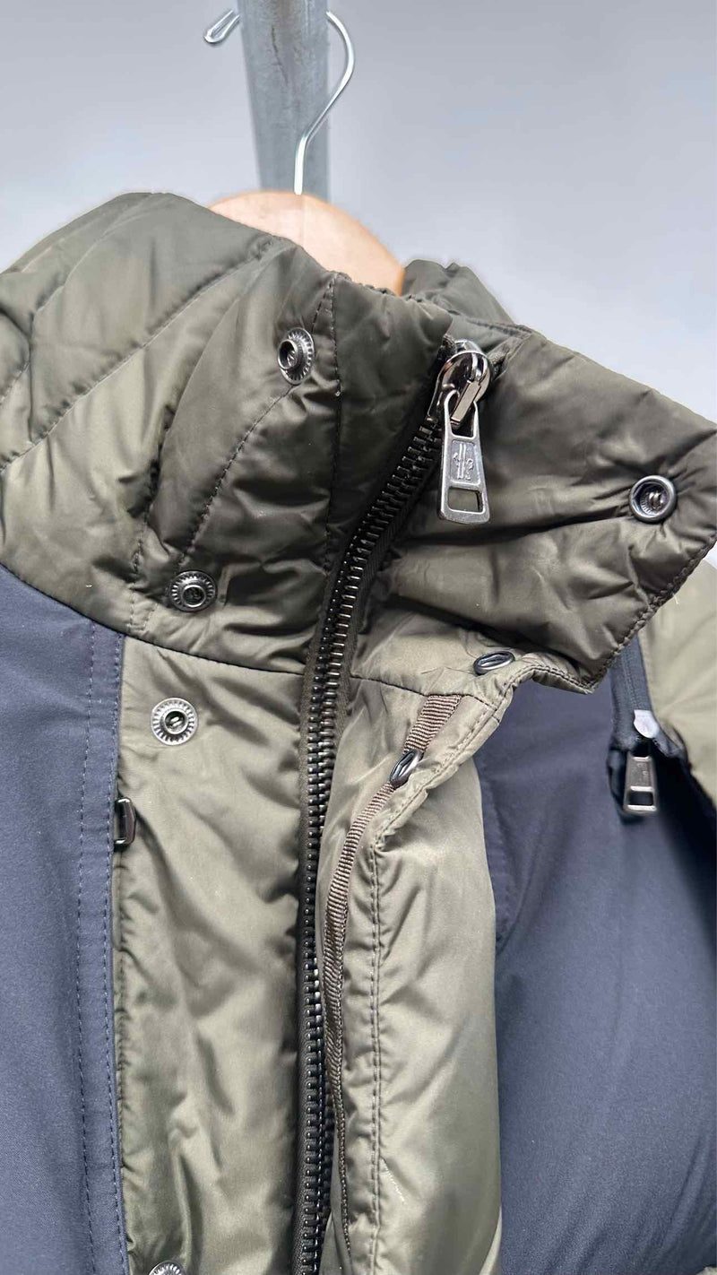 Moncler Paneled Two-tone Hooded Down Jacket