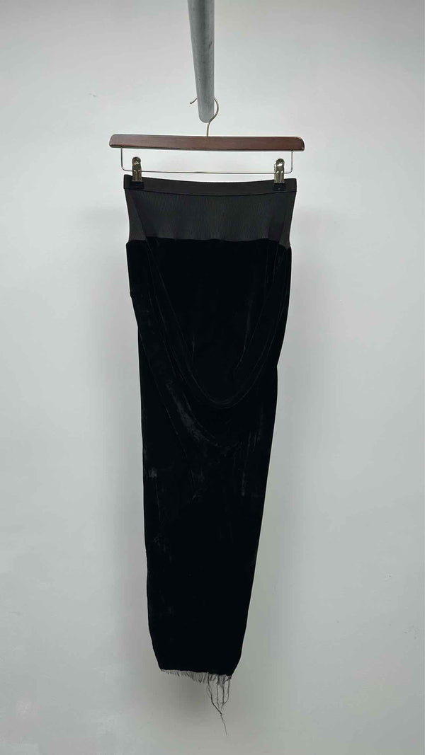 Rick Owens Velvet Draped Long Skirt
