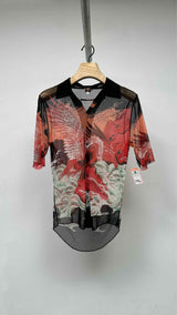 Jean Paul Gaultier Soleil S/S Eagle Print Mesh Shirt
