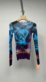 Jean Paul Gaultier L/S Roses Mesh Top