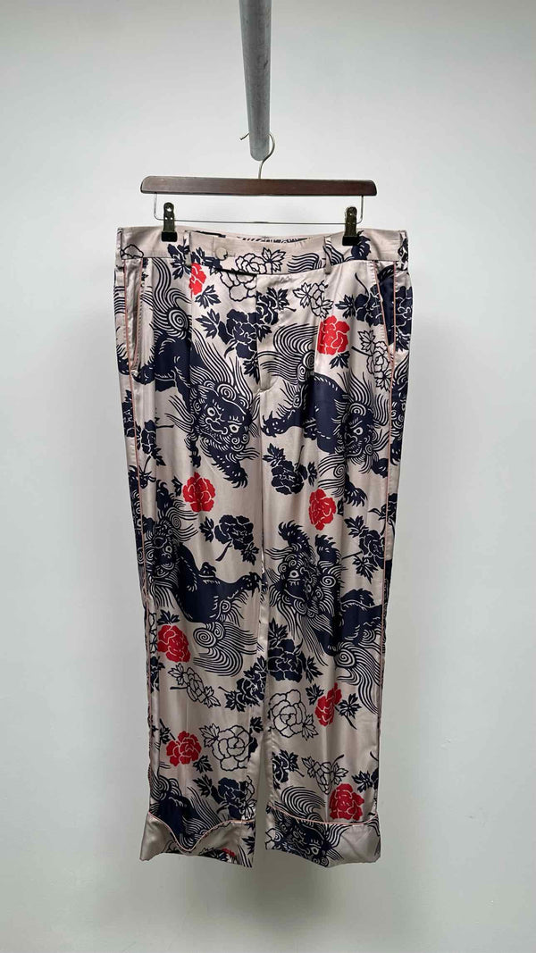 Gucci Dragon-printed Silk Easy Pants