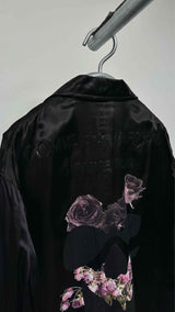 Comme Des Garcons Homme Plus Back-logo Floral Oversized Satin Jacket