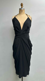 Rick Owens Asymmetrical Wrap Halter-Neck Satin Dress