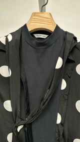 Balenciaga L/S Polka-dot Pussy-bow Blouse