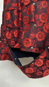 Comme Des Garcons Rose-jacquard Tiered Snap-detailed Skirt