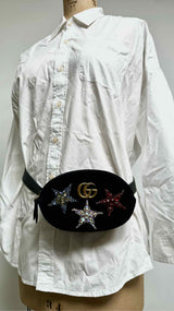 Gucci crystal-star marmont velvet belt Bag